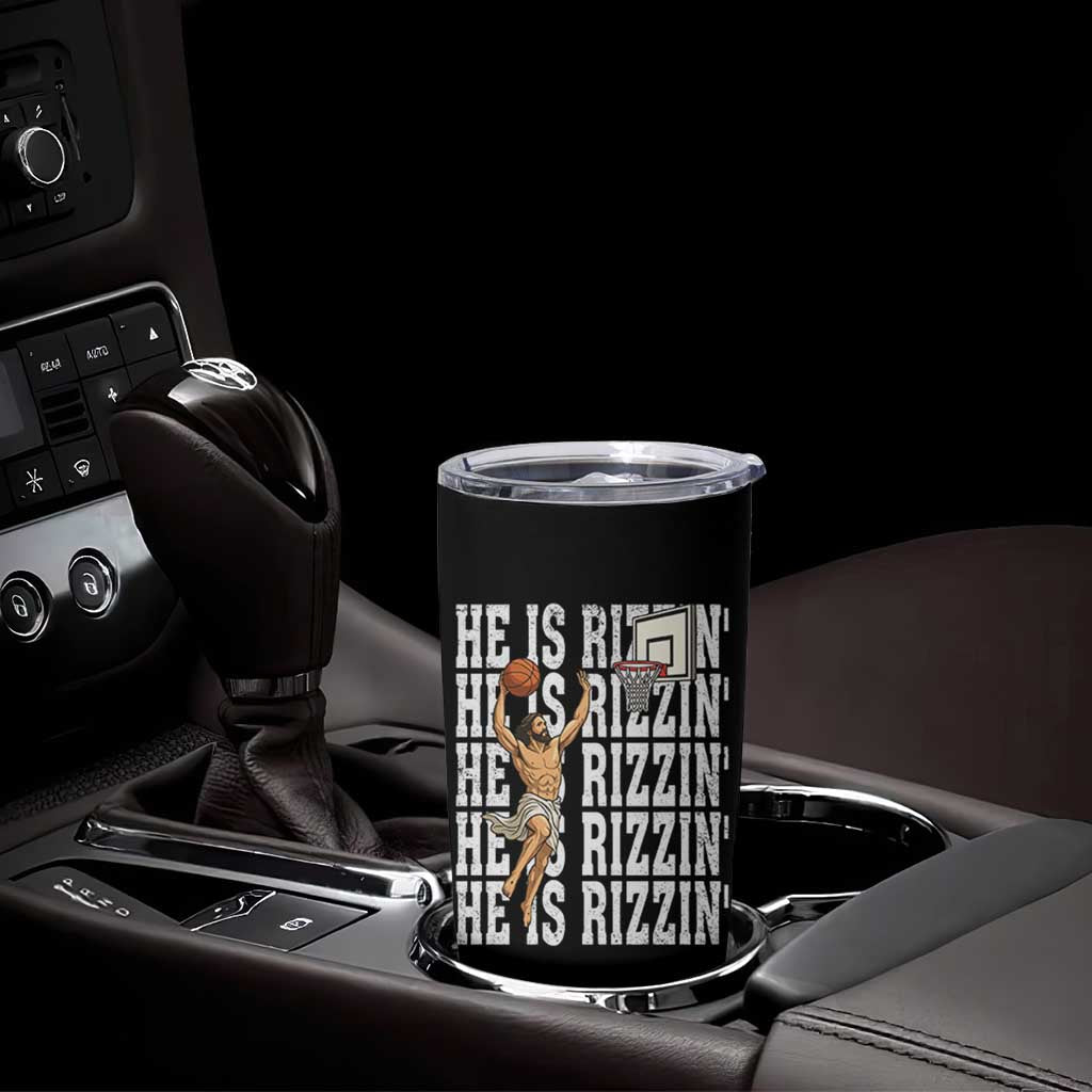 Christian Basketball Lover Tumbler Cup He Is Rizzin Funny Gift