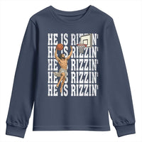 Christian Basketball Lover Youth Sweatshirt He Is Rizzin Funny Gift - Wonder Print Shop