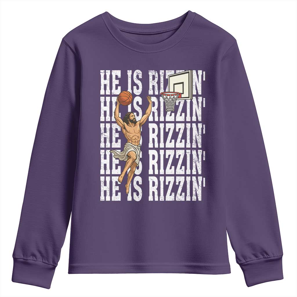 Christian Basketball Lover Youth Sweatshirt He Is Rizzin Funny Gift - Wonder Print Shop