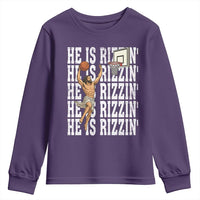 Christian Basketball Lover Youth Sweatshirt He Is Rizzin Funny Gift - Wonder Print Shop