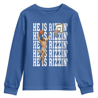 Christian Basketball Lover Youth Sweatshirt He Is Rizzin Funny Gift - Wonder Print Shop