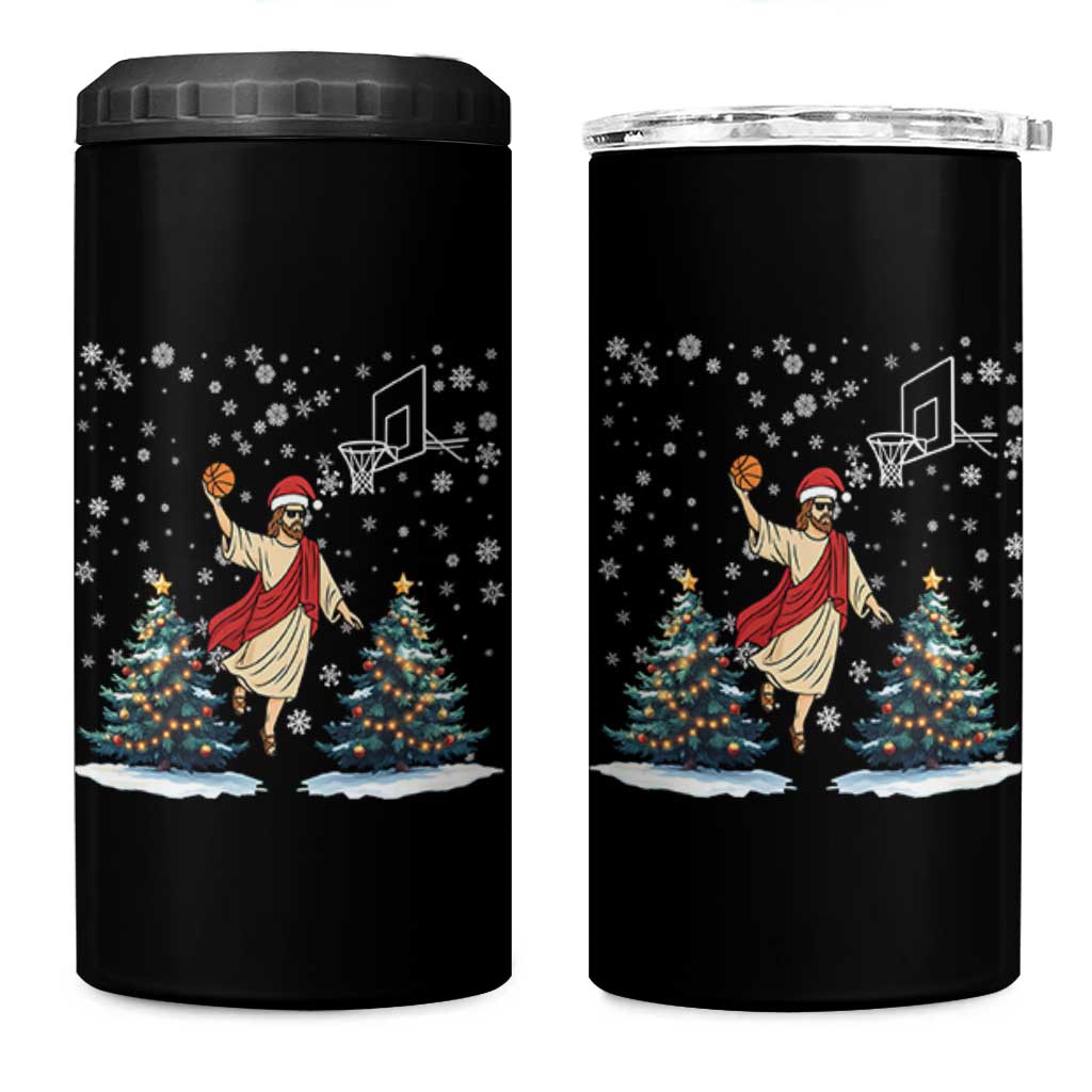 He Is Rizzin 4 in 1 Can Cooler Tumbler Funny Christmas Slam Dunk Basketball Gift