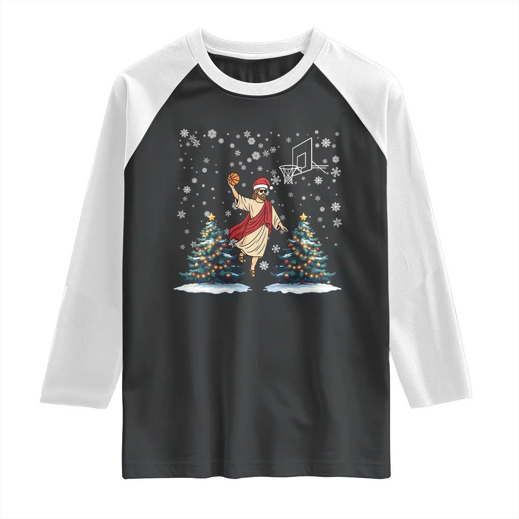 He Is Rizzin Raglan Shirt Funny Christmas Slam Dunk Basketball Gift - Wonder Print Shop