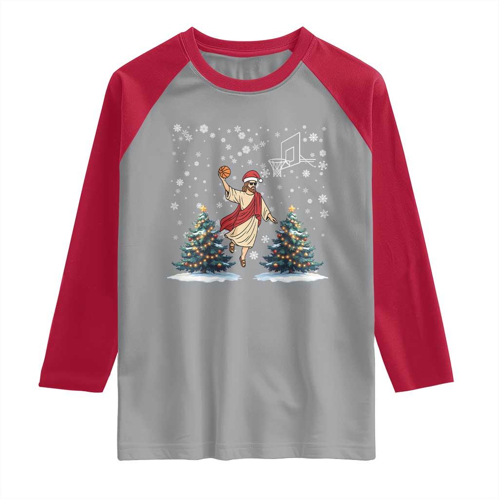 He Is Rizzin Raglan Shirt Funny Christmas Slam Dunk Basketball Gift - Wonder Print Shop