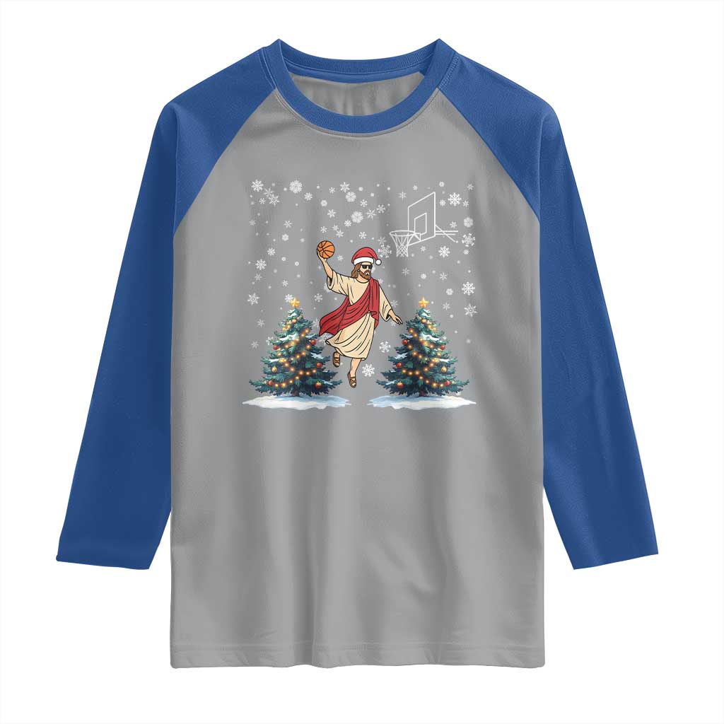 He Is Rizzin Raglan Shirt Funny Christmas Slam Dunk Basketball Gift - Wonder Print Shop