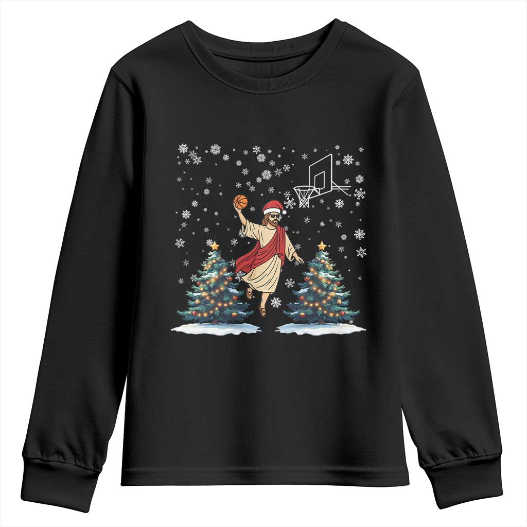 He Is Rizzin Youth Sweatshirt Funny Christmas Slam Dunk Basketball Gift - Wonder Print Shop