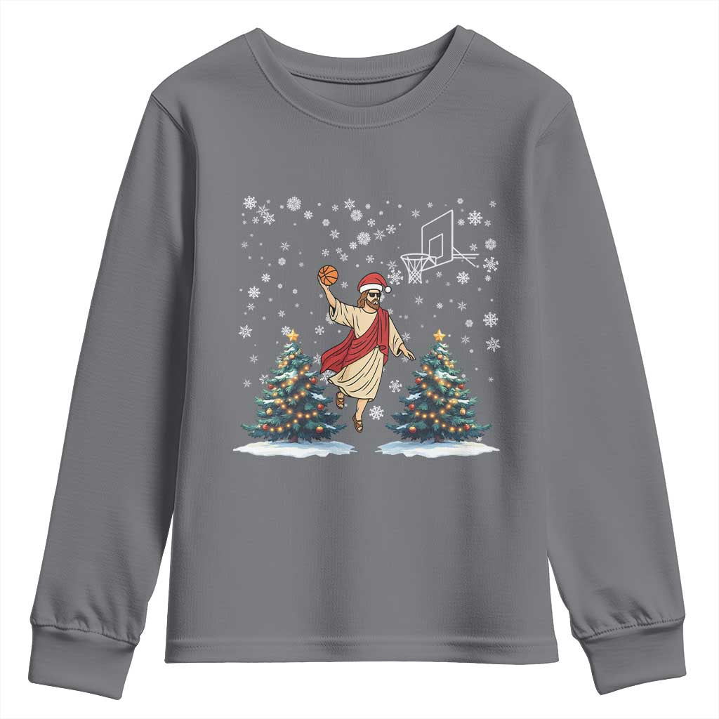 He Is Rizzin Youth Sweatshirt Funny Christmas Slam Dunk Basketball Gift - Wonder Print Shop