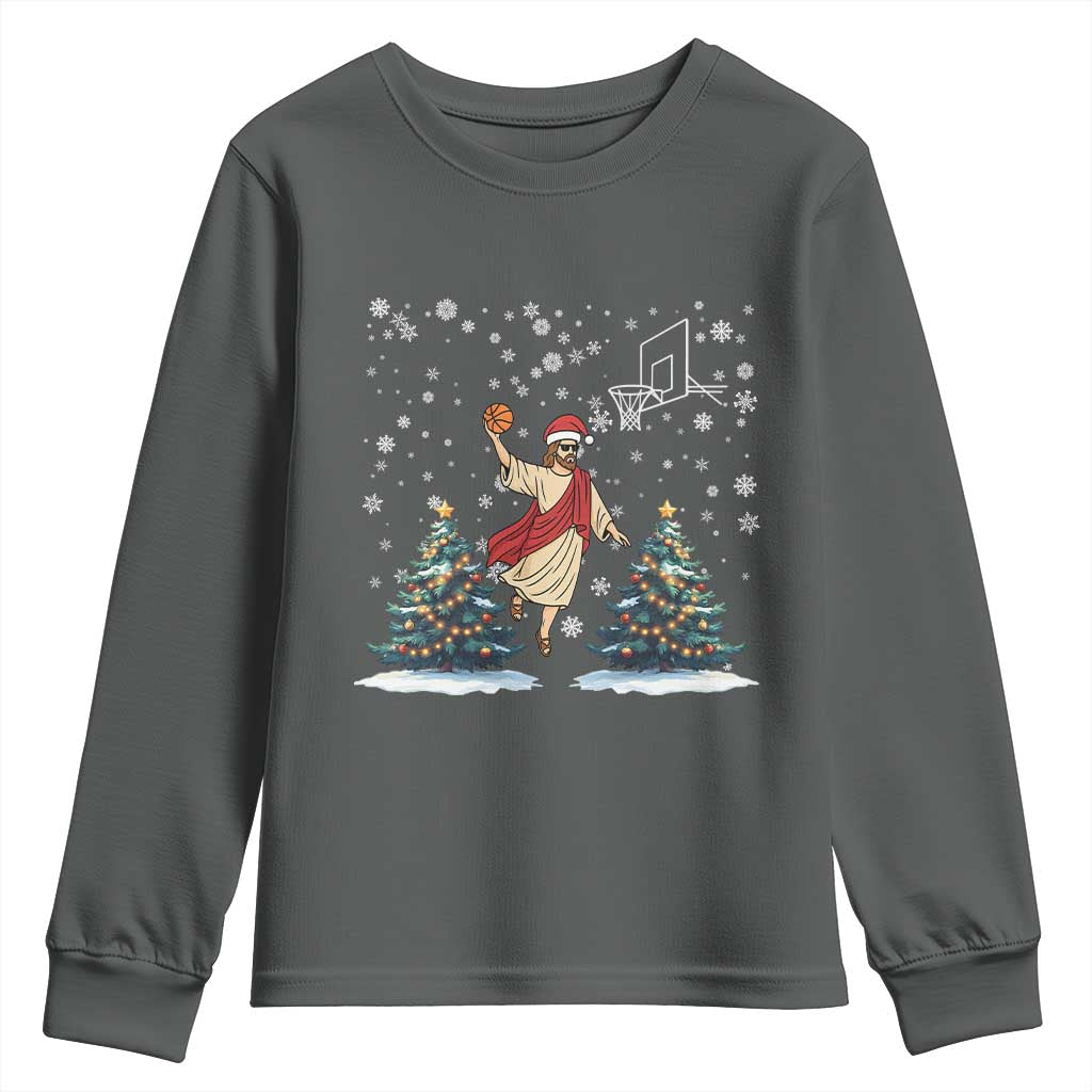 He Is Rizzin Youth Sweatshirt Funny Christmas Slam Dunk Basketball Gift - Wonder Print Shop