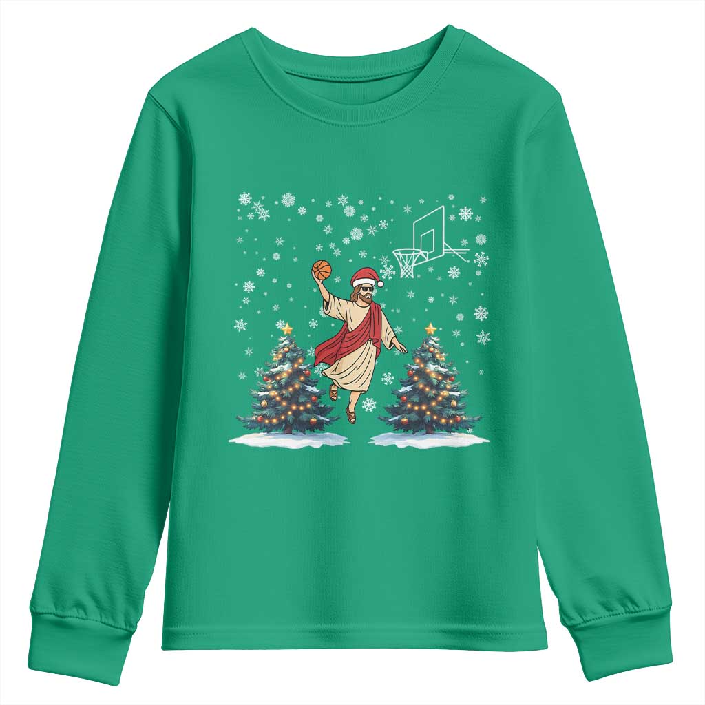 He Is Rizzin Youth Sweatshirt Funny Christmas Slam Dunk Basketball Gift - Wonder Print Shop