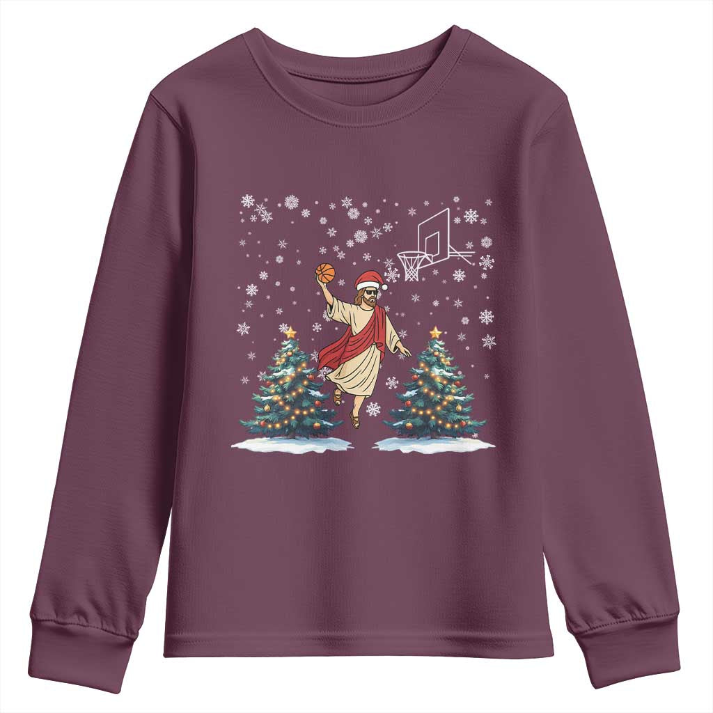 He Is Rizzin Youth Sweatshirt Funny Christmas Slam Dunk Basketball Gift - Wonder Print Shop