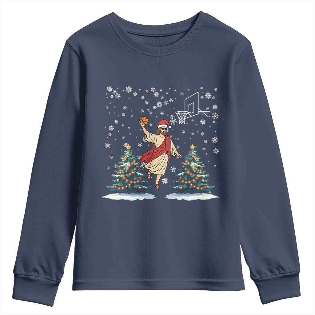 He Is Rizzin Youth Sweatshirt Funny Christmas Slam Dunk Basketball Gift - Wonder Print Shop