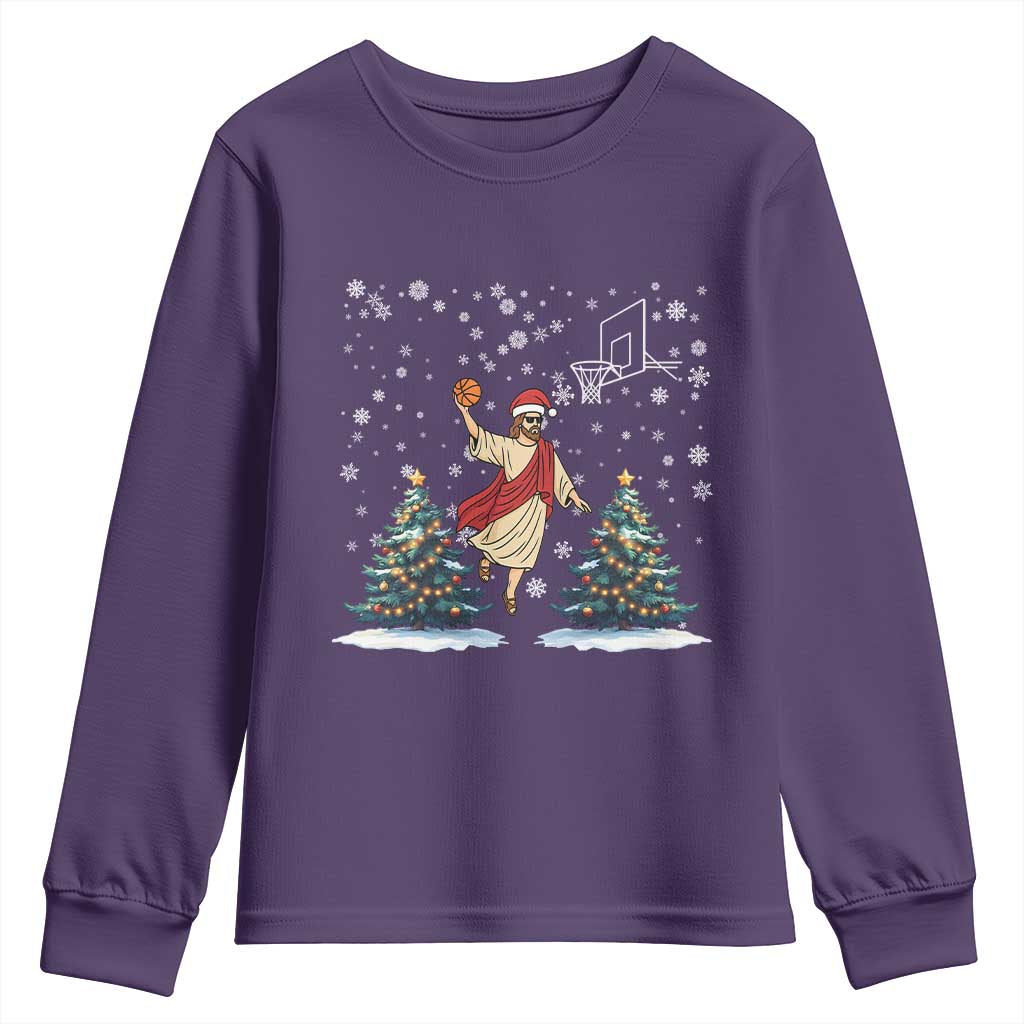 He Is Rizzin Youth Sweatshirt Funny Christmas Slam Dunk Basketball Gift - Wonder Print Shop