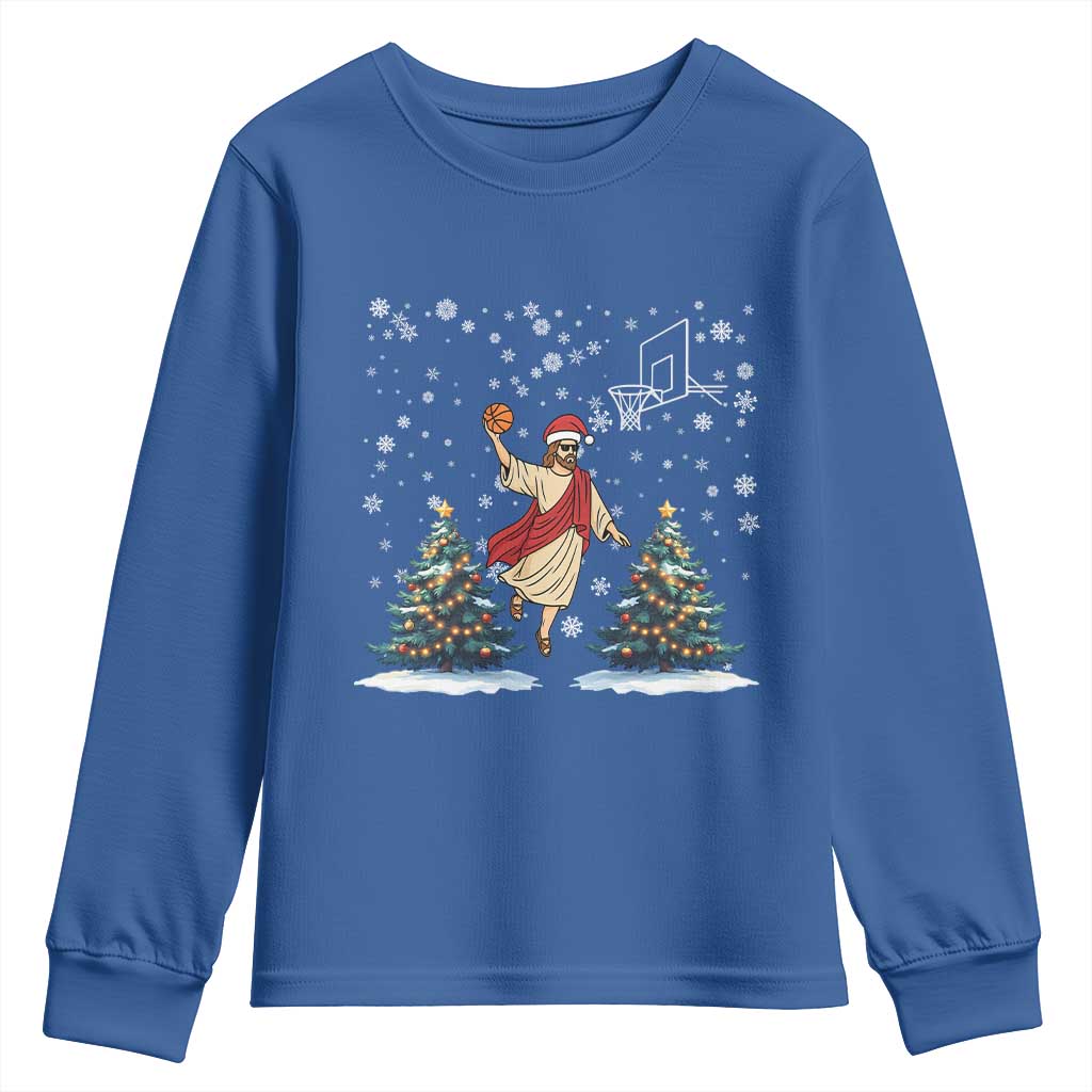 He Is Rizzin Youth Sweatshirt Funny Christmas Slam Dunk Basketball Gift - Wonder Print Shop