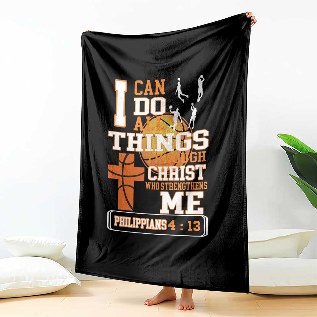 Christian Basketball Throw Blanket I Can Do All Things Through Christ Bible Verse - Wonder Print Shop