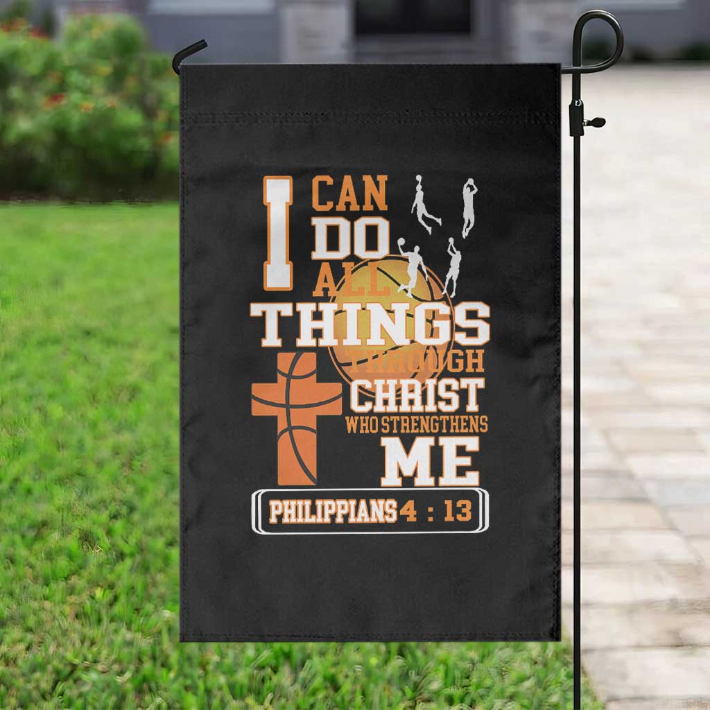 Christian Basketball Garden Flag I Can Do All Things Through Christ Bible Verse - Wonder Print Shop