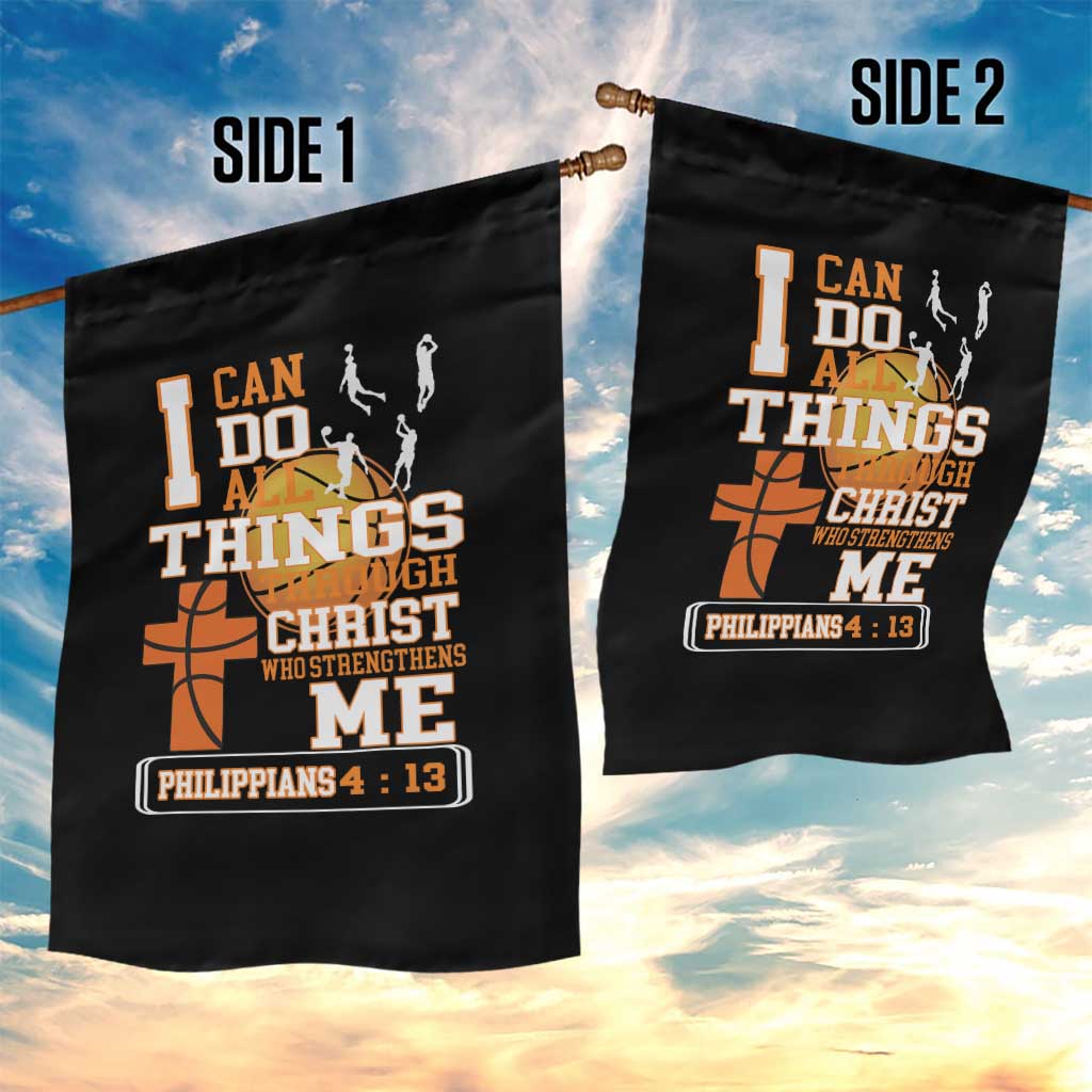 Christian Basketball Garden Flag I Can Do All Things Through Christ Bible Verse - Wonder Print Shop