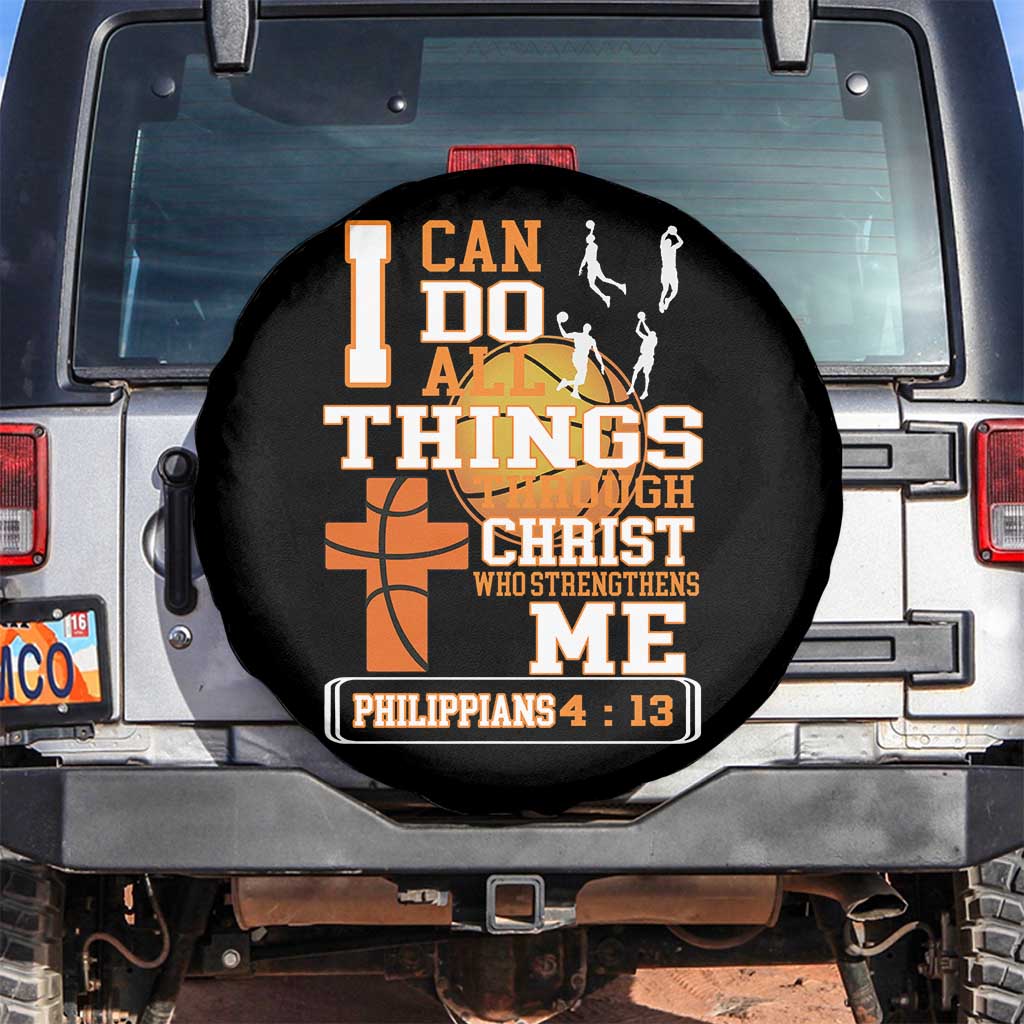 Christian Basketball Spare Tire Cover I Can Do All Things Through Christ Bible Verse - Wonder Print Shop