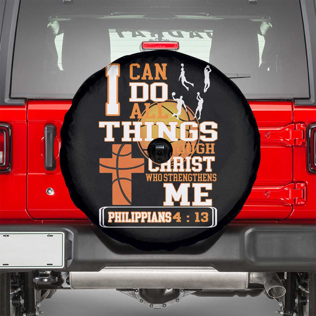 Christian Basketball Spare Tire Cover I Can Do All Things Through Christ Bible Verse - Wonder Print Shop