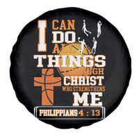 Christian Basketball Spare Tire Cover I Can Do All Things Through Christ Bible Verse - Wonder Print Shop