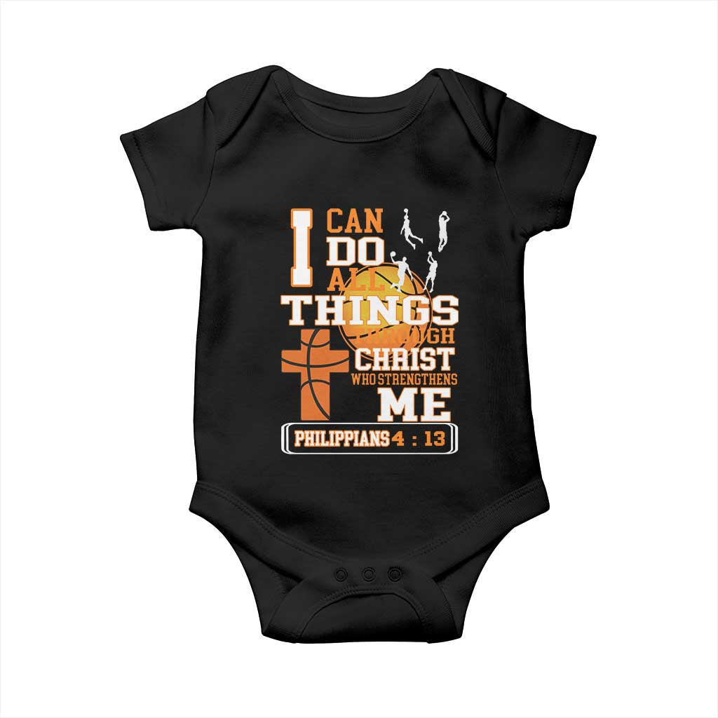 Christian Basketball Baby Onesie I Can Do All Things Through Christ Bible Verse - Wonder Print Shop