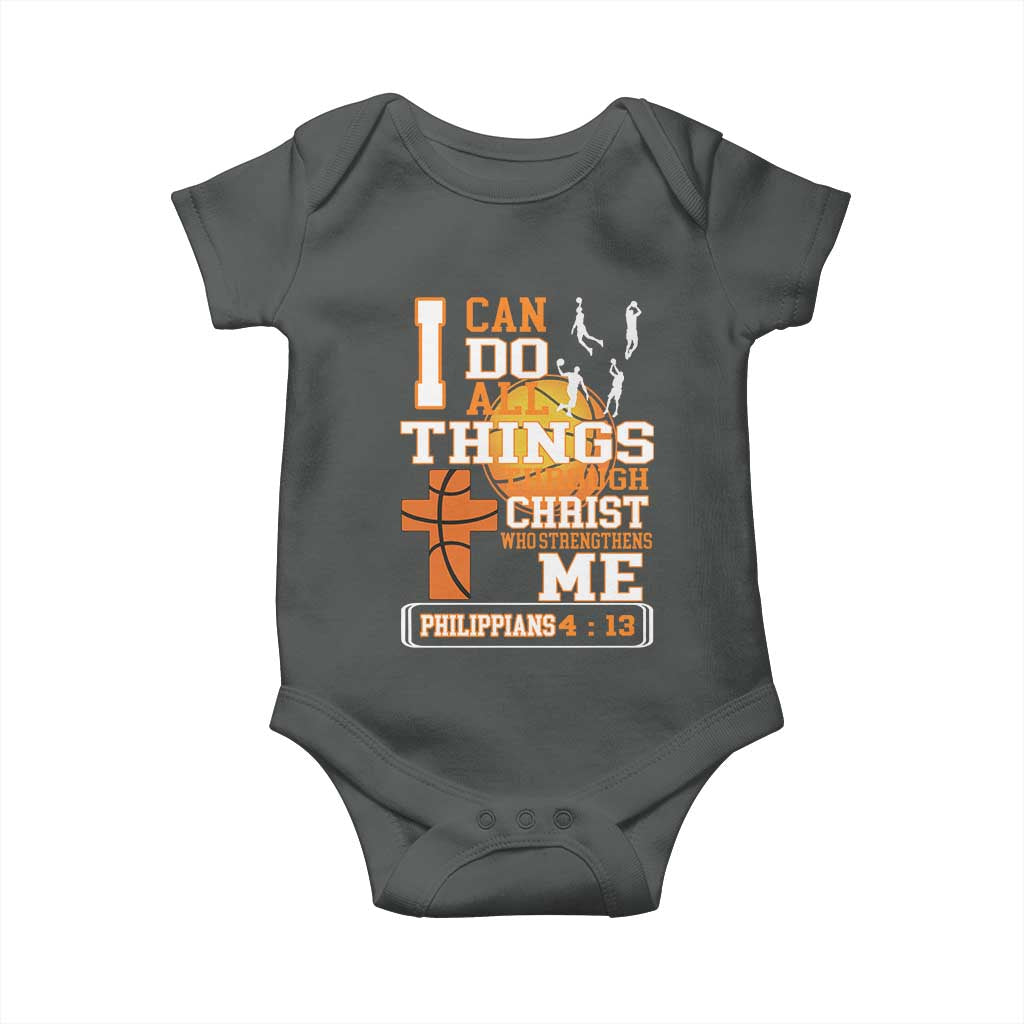 Christian Basketball Baby Onesie I Can Do All Things Through Christ Bible Verse - Wonder Print Shop