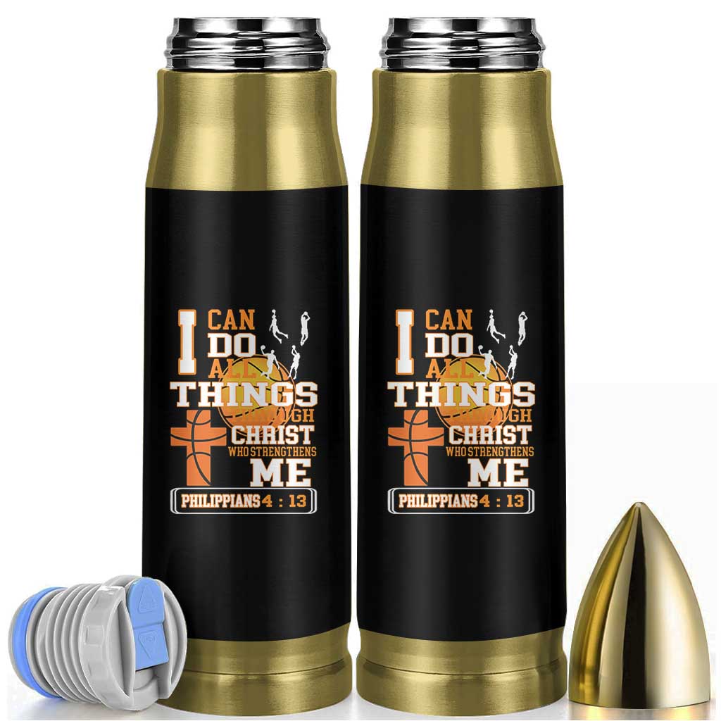 Christian Basketball Bullet Tumbler I Can Do All Things Through Christ Bible Verse