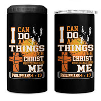 Christian Basketball 4 in 1 Can Cooler Tumbler I Can Do All Things Through Christ Bible Verse