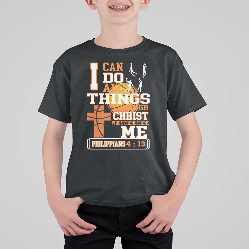 Christian Basketball T Shirt For Kid I Can Do All Things Through Christ Bible Verse - Wonder Print Shop