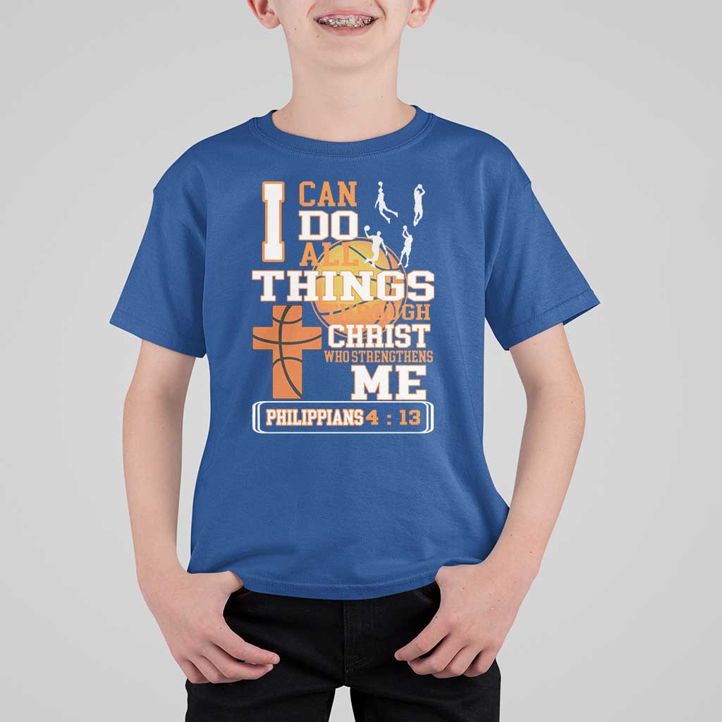 Christian Basketball T Shirt For Kid I Can Do All Things Through Christ Bible Verse - Wonder Print Shop