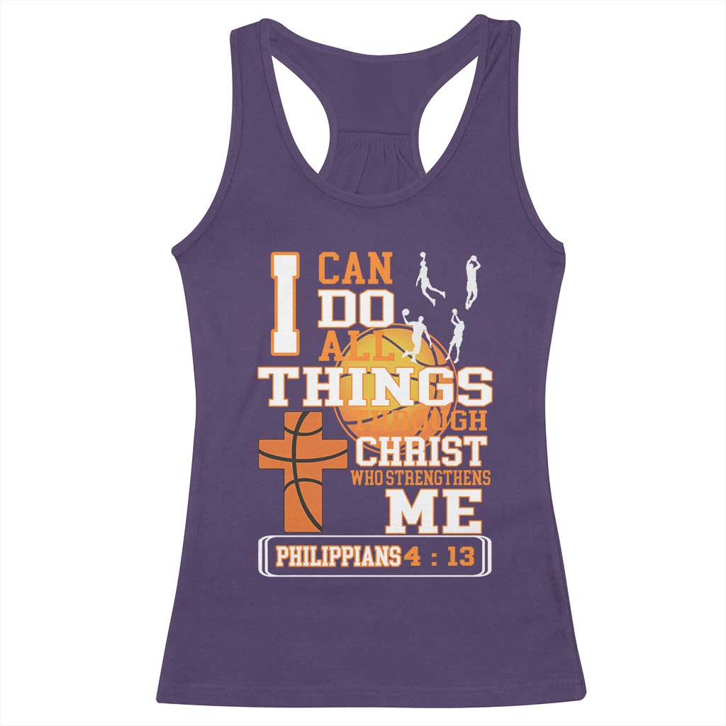 Christian Basketball Racerback Tank Top I Can Do All Things Through Christ Bible Verse - Wonder Print Shop