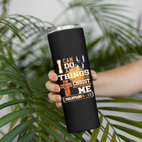 Christian Basketball Skinny Tumbler I Can Do All Things Through Christ Bible Verse