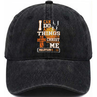 Christian Basketball Washed Cotton Baseball Cap I Can Do All Things Through Christ Bible Verse