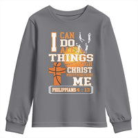 Christian Basketball Youth Sweatshirt I Can Do All Things Through Christ Bible Verse - Wonder Print Shop