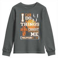 Christian Basketball Youth Sweatshirt I Can Do All Things Through Christ Bible Verse - Wonder Print Shop