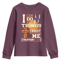 Christian Basketball Youth Sweatshirt I Can Do All Things Through Christ Bible Verse - Wonder Print Shop