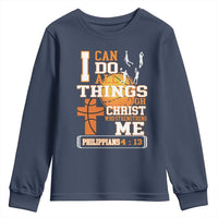 Christian Basketball Youth Sweatshirt I Can Do All Things Through Christ Bible Verse - Wonder Print Shop