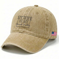 Funny My Wife Is My Favorite Problem Quote Washed Cotton Baseball Cap Husband Marriage Wife Gift