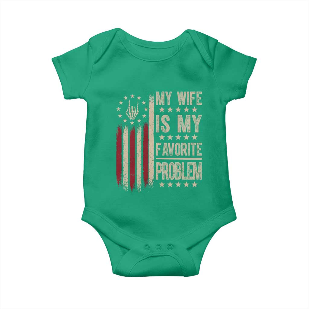 Funny My Wife Is My Favorite Problem Baby Onesie American Flag Husband Marriage Gift