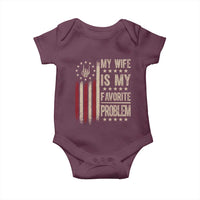Funny My Wife Is My Favorite Problem Baby Onesie American Flag Husband Marriage Gift