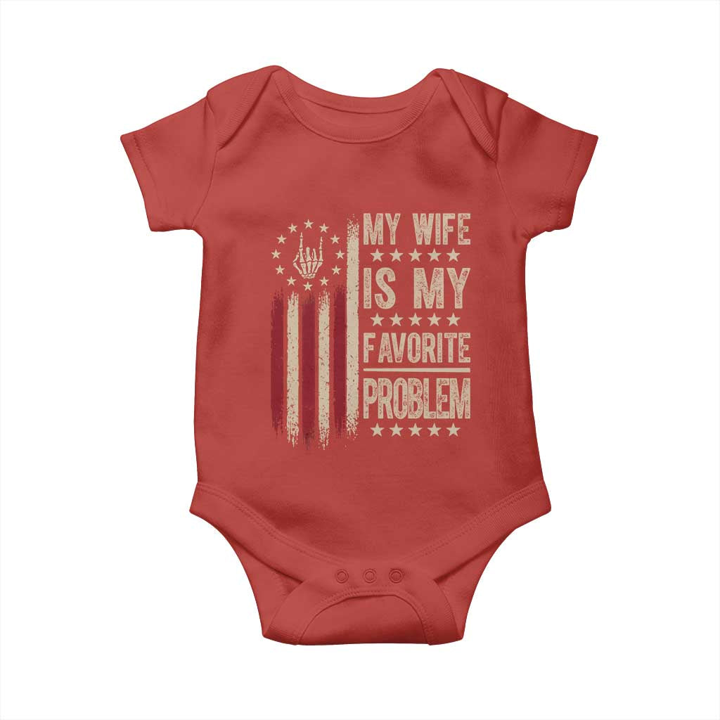 Funny My Wife Is My Favorite Problem Baby Onesie American Flag Husband Marriage Gift