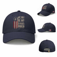 Funny My Wife Is My Favorite Problem Baseball Cap American Flag Husband Marriage Gift