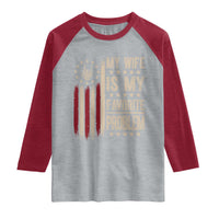Funny My Wife Is My Favorite Problem Raglan Shirt American Flag Husband Marriage Gift