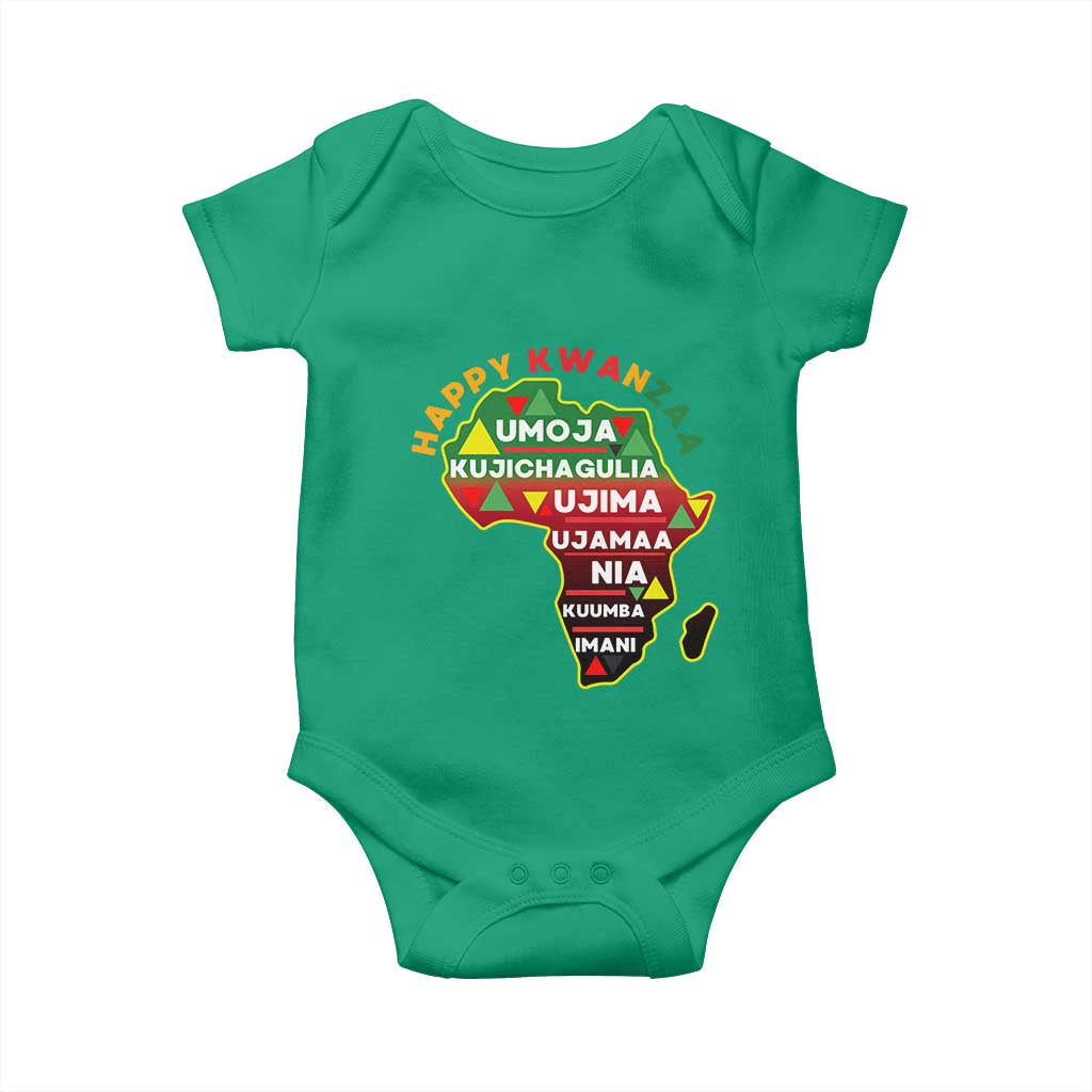 Happy Kwanzaa African Map Baby Onesie Nguzo Saba Seven Principles African Heritage Gift - Wonder Print Shop