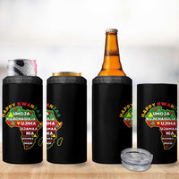 Happy Kwanzaa African Map 4 in 1 Can Cooler Tumbler Nguzo Saba Seven Principles African Heritage Gift - Wonder Print Shop