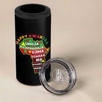 Happy Kwanzaa African Map 4 in 1 Can Cooler Tumbler Nguzo Saba Seven Principles African Heritage Gift - Wonder Print Shop