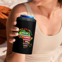 Happy Kwanzaa African Map 4 in 1 Can Cooler Tumbler Nguzo Saba Seven Principles African Heritage Gift - Wonder Print Shop