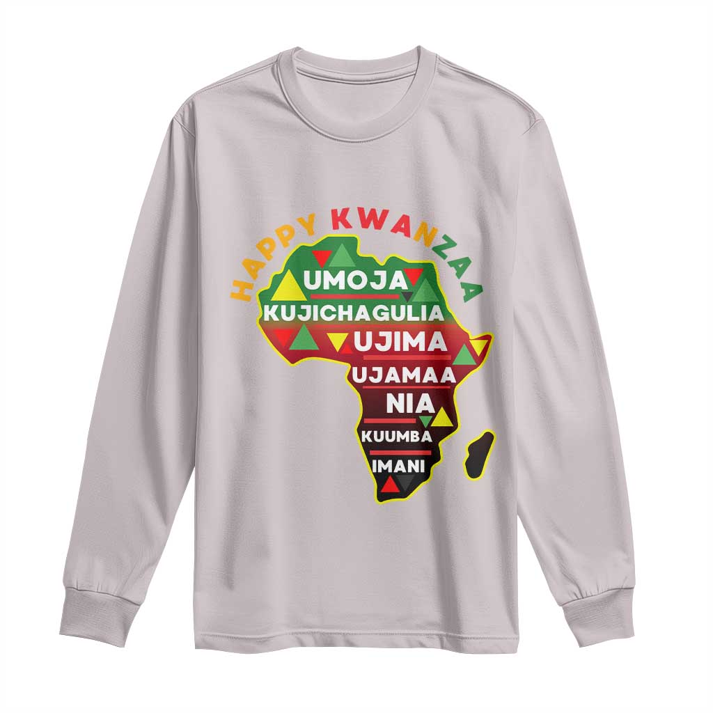 Happy Kwanzaa African Map Long Sleeve Shirt Nguzo Saba Seven Principles African Heritage Gift - Wonder Print Shop