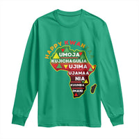 Happy Kwanzaa African Map Long Sleeve Shirt Nguzo Saba Seven Principles African Heritage Gift - Wonder Print Shop