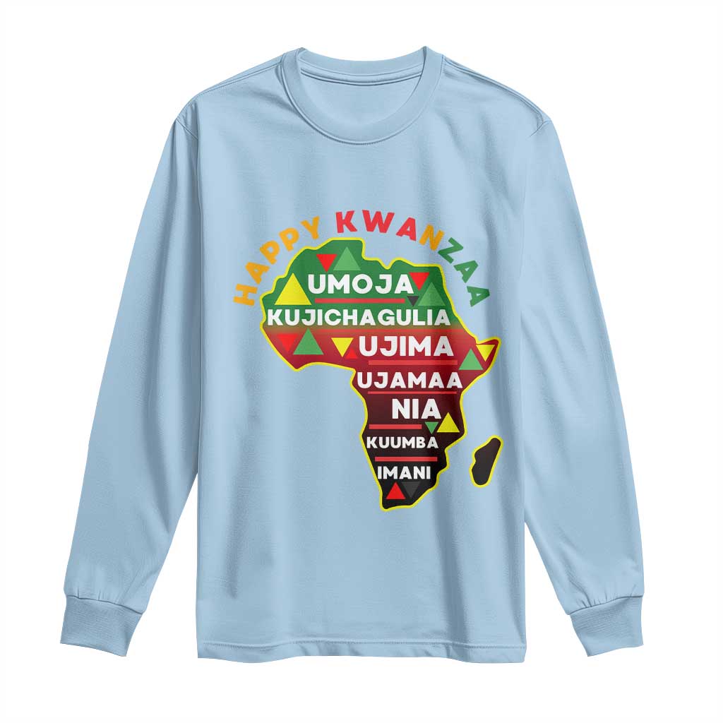Happy Kwanzaa African Map Long Sleeve Shirt Nguzo Saba Seven Principles African Heritage Gift - Wonder Print Shop