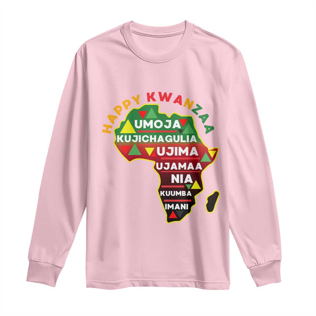 Happy Kwanzaa African Map Long Sleeve Shirt Nguzo Saba Seven Principles African Heritage Gift - Wonder Print Shop